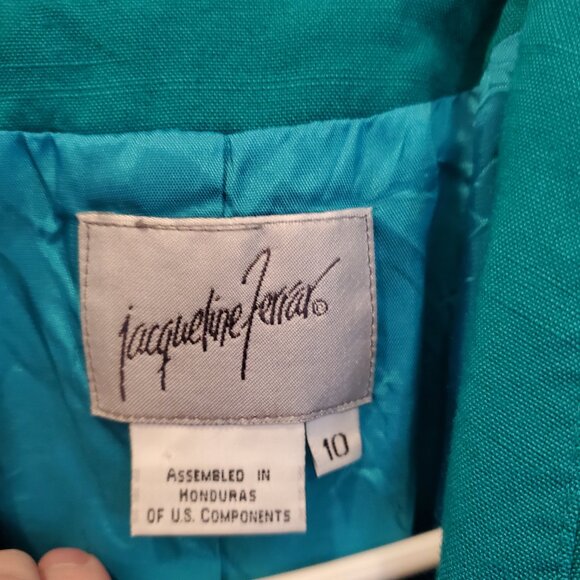 VTG Jacqueline Ferrar Teal Suit Set | Shrunk | Gold Button Blazer & Pencil skirt - Picture 7 of 16